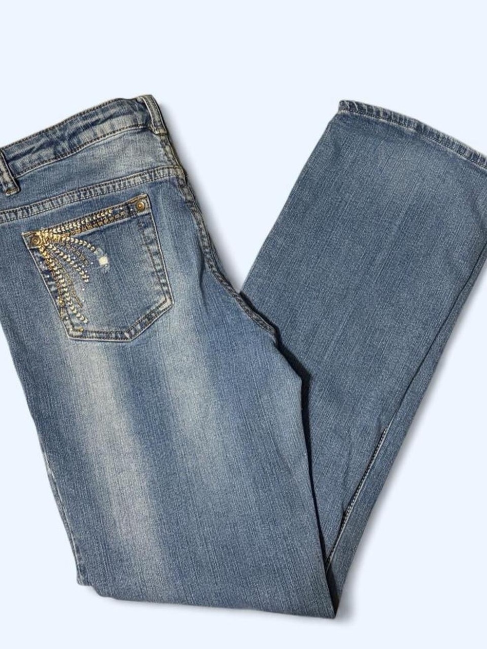 Arizona Jean Company Light Blue Boot Cut Jeans with Embellished Back Pocket